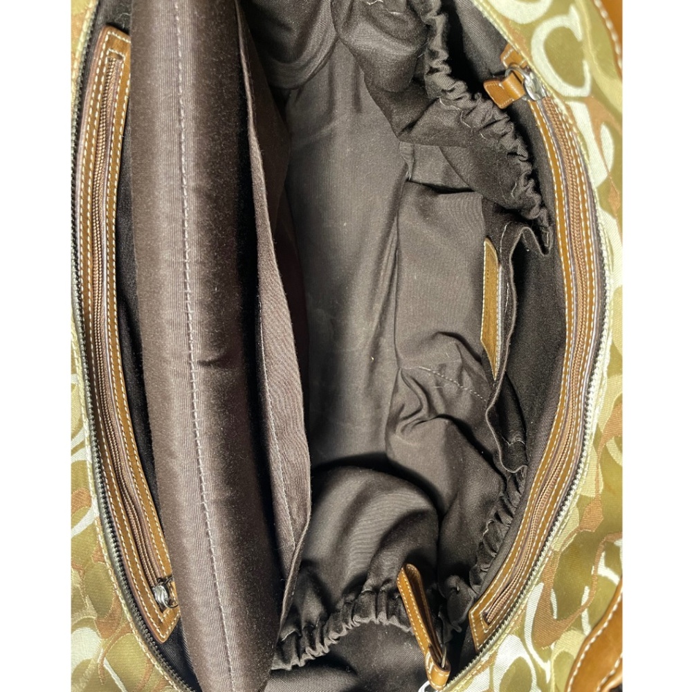 Coach Vintage Y2K Signature Khaki Optic Print Large Tote Baby Bag Zipper Top - Picture 7 of 10